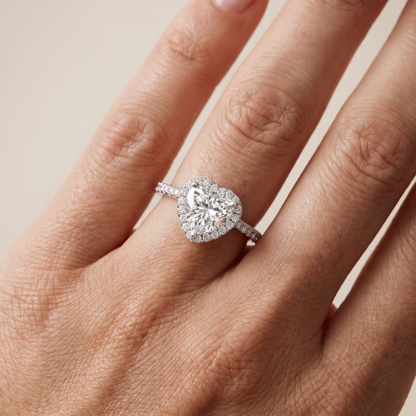 Sophie Halo Pavé Heart Diamond Ring in Platinum - lifestyle.jpg