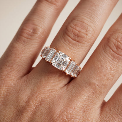 Mara Sidestone Baguette Accent Asscher Diamond Engagement Ring in Rose Gold - lifestyle.jpg