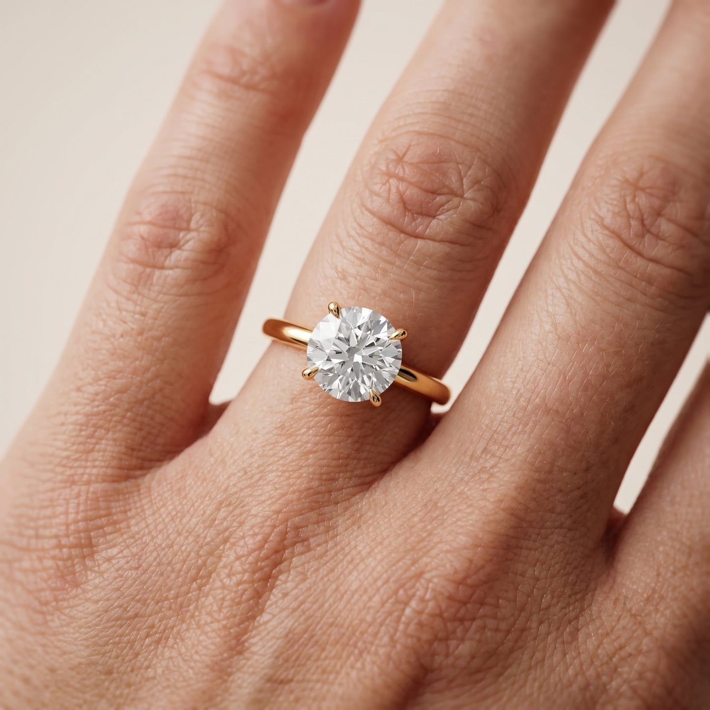 Lyla Petite Solitaire Round Diamond Engagement Ring in Yellow Gold - lifestyle.jpg