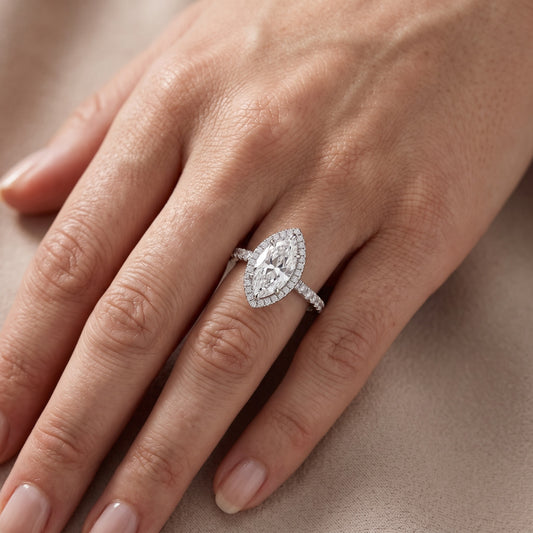 Mabel Halo French Pavé Marquise Diamond Engagement Ring in Platinum - lifestyle.jpg