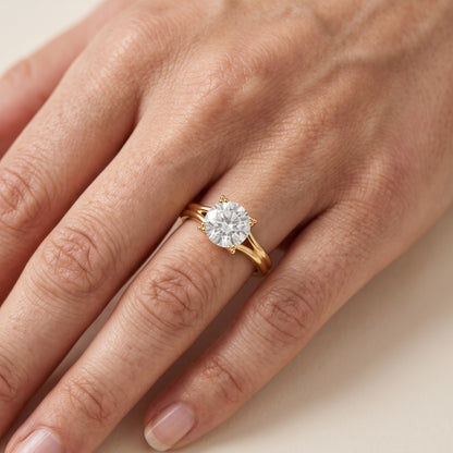 Neve Solitaire Split Shank Round Diamond Engagement Ring in Silver - lifestyle.jpg