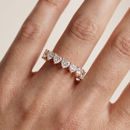 Harper Shared Prong Heart & Cushion Diamond Eternity Band in Rose Gold - lifestyle.jpg