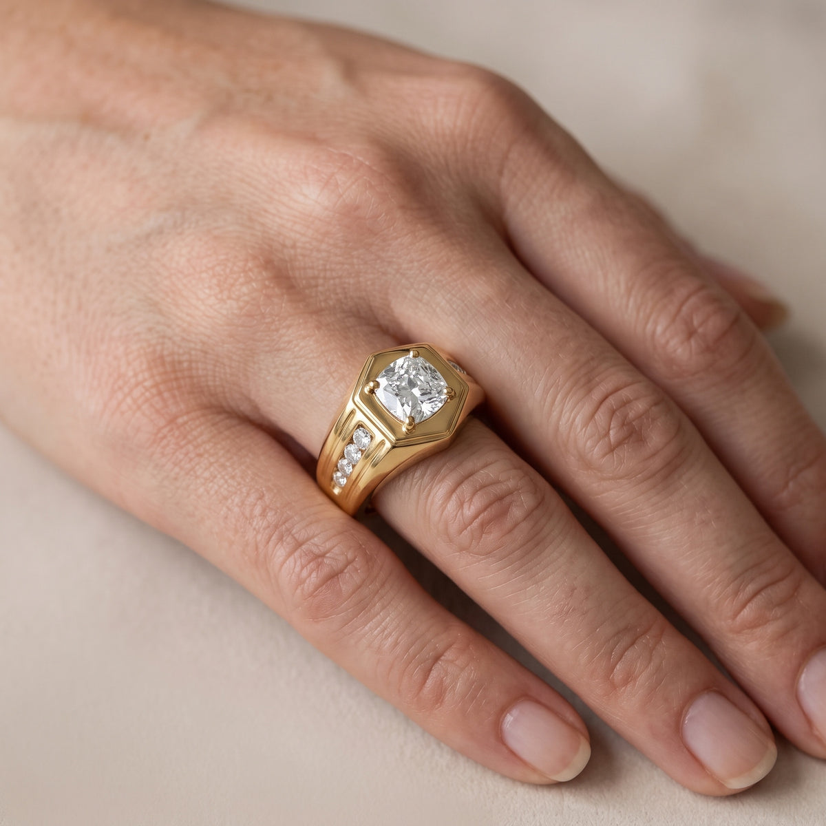 Cody Statement Channel Set Cushion Diamond Engagement Ring in White Gold - lifestyle.jpg