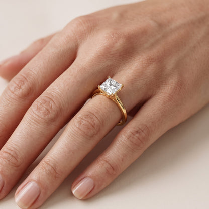 Lindsay Trellis Solitaire Princess Diamond Engagement Ring in Silver - lifestyle.jpg