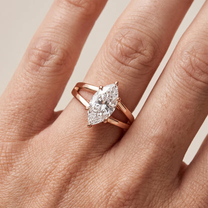 Giselle Solitaire Split Shank Marquise Diamond Engagement Ring in Rose Gold - lifestyle.jpg