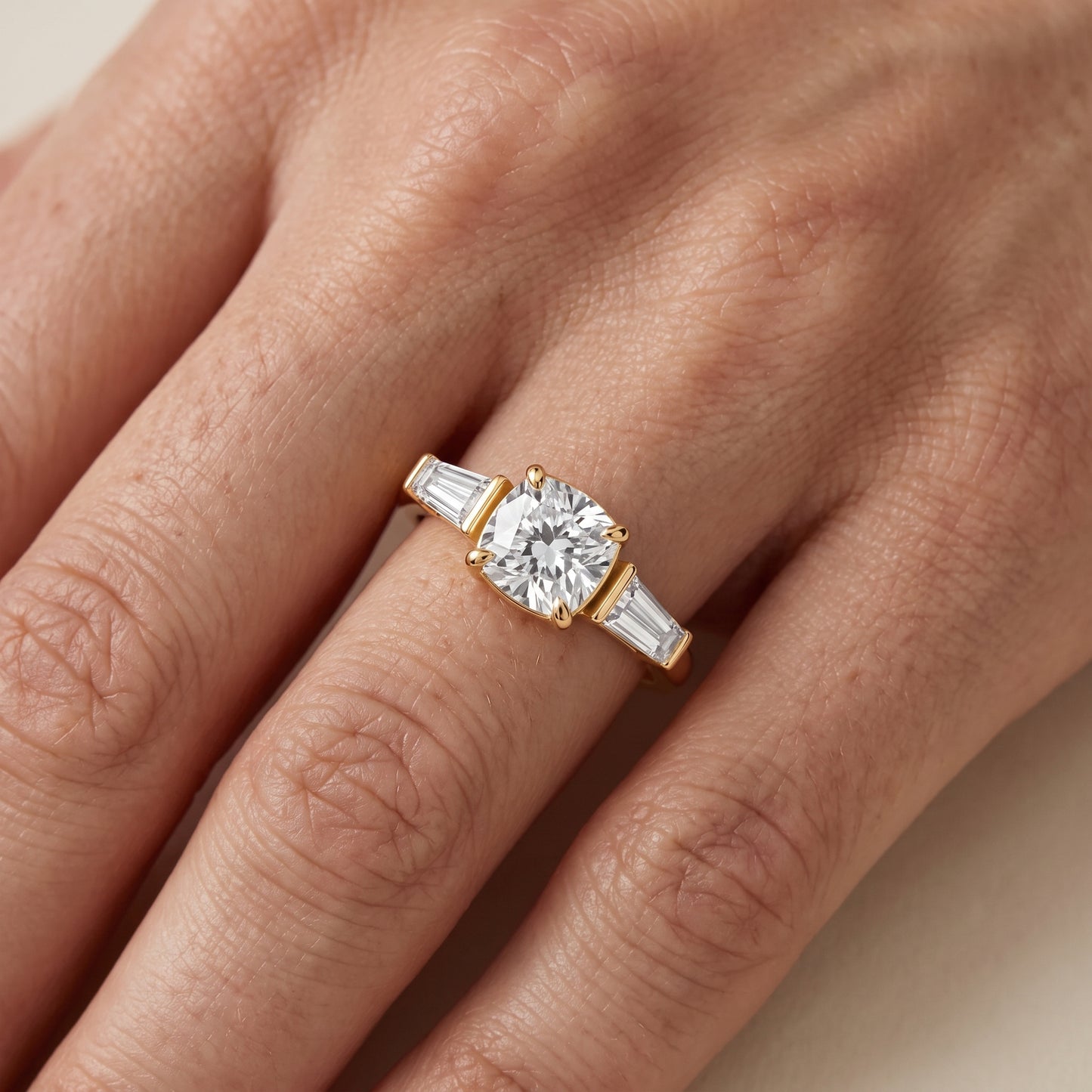 Layla Tapered Baguette Cushion Diamond Ring in Yellow Gold - lifestyle.jpg