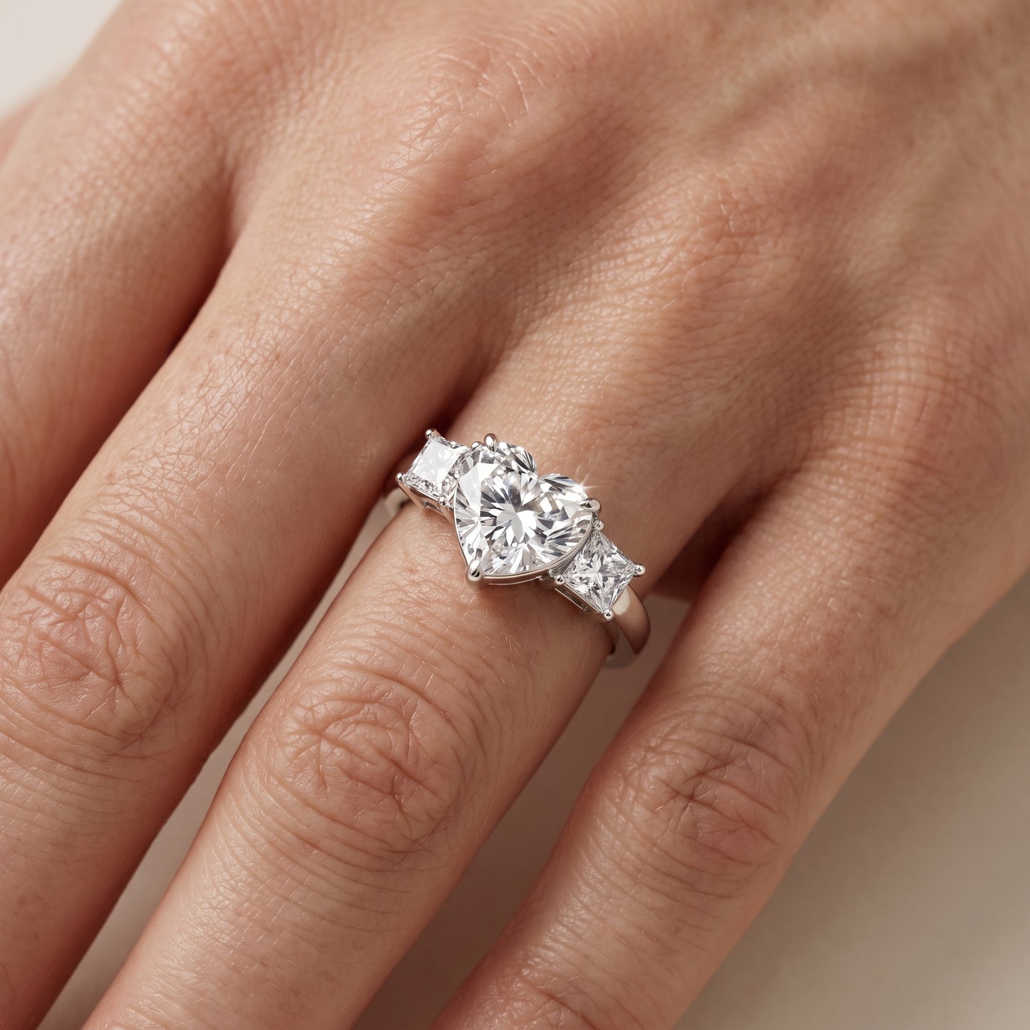 Selena Three-Stone Basket Heart Diamond Ring in Platinum - lifestyle.jpg