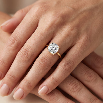 Aimee Hidden Halo Cathedral Cushion Diamond Engagement Ring in Yellow Gold - lifestyle.jpg
