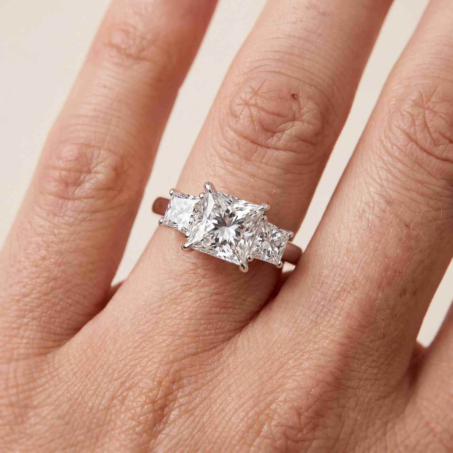 Sienna Three-Stone Princess Diamond Ring in Silver - lifestyle.jpg