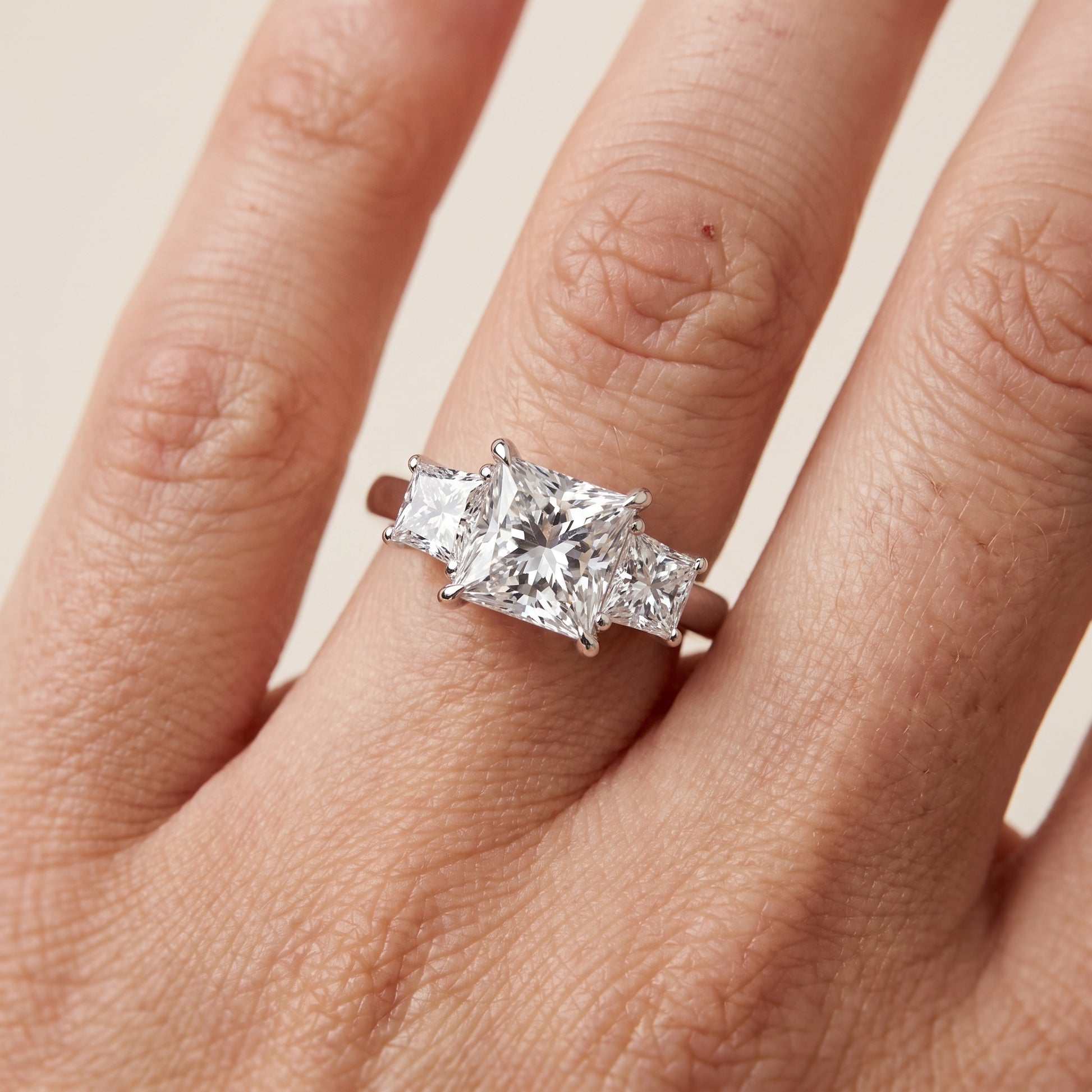 Sienna Three-Stone Princess Diamond Ring in Silver - lifestyle.jpg