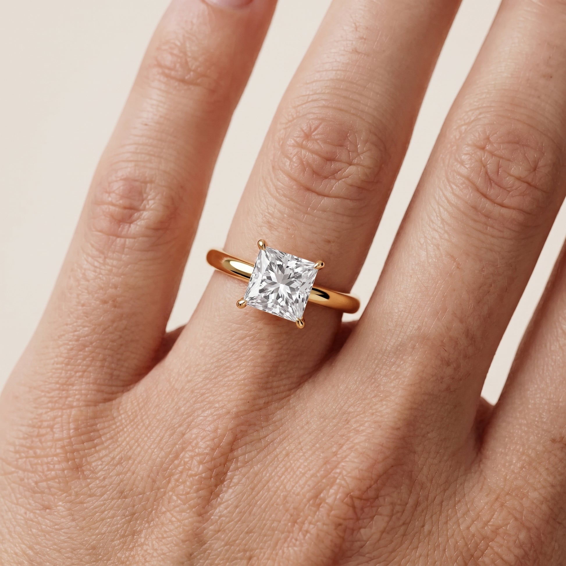 Sadie Cathedral Solitaire Princess Diamond Ring in Yellow Gold - lifestyle.jpg
