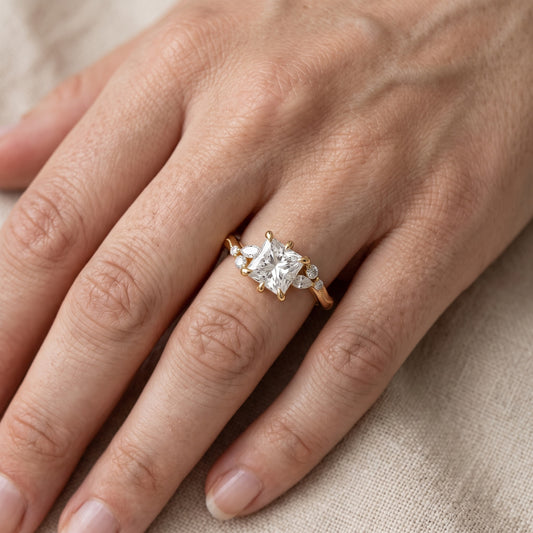 Joanna Milgrain Twist Princess Diamond Engagement Ring in Yellow Gold - lifestyle.jpg