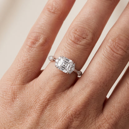 Naomi Vintage Milgrain Asscher Diamond Engagement Ring in White Gold - lifestyle.jpg