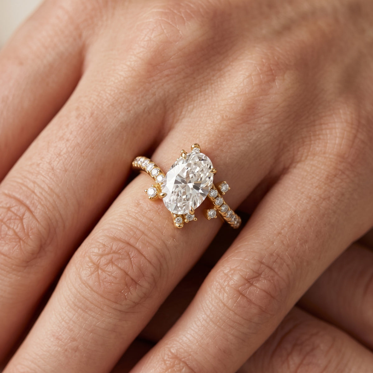 Agnes Bypass Pavé Oval Diamond Engagement Ring in White Gold - lifestyle.jpg