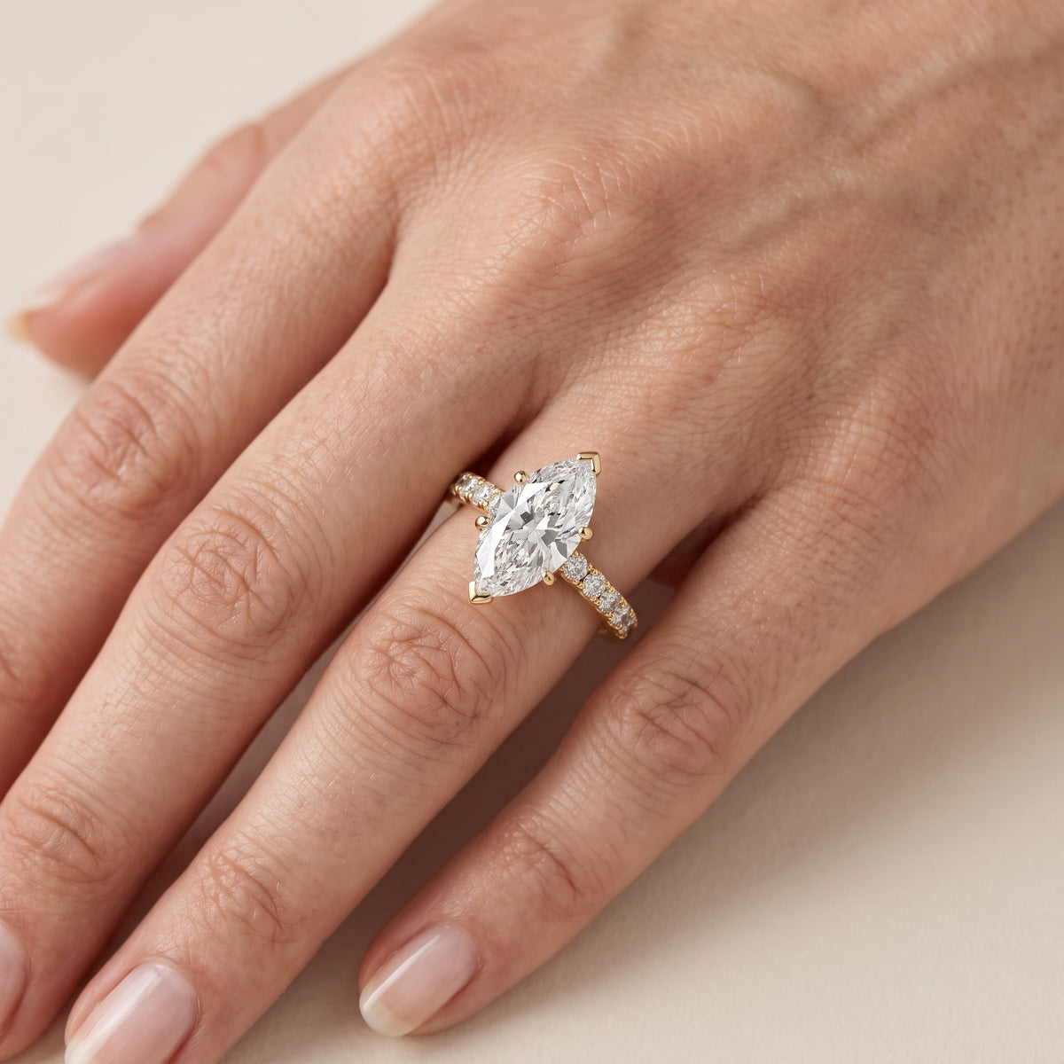 Elara Scalloped Pavé Marquise Diamond Engagement Ring in Silver - lifestyle.jpg