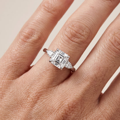 Leila Three-Stone Asscher Diamond Engagement Ring in Silver - lifestyle.jpg