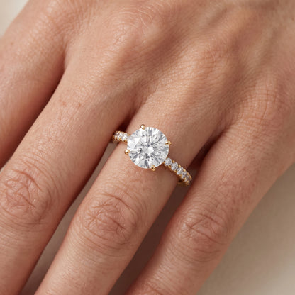 Juna French Pavé Solitaire Round Diamond Engagement Ring in Yellow Gold - lifestyle.jpg