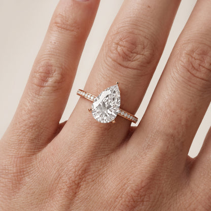 Naia Hidden Halo Pear Diamond Ring in Rose Gold - lifestyle.jpg