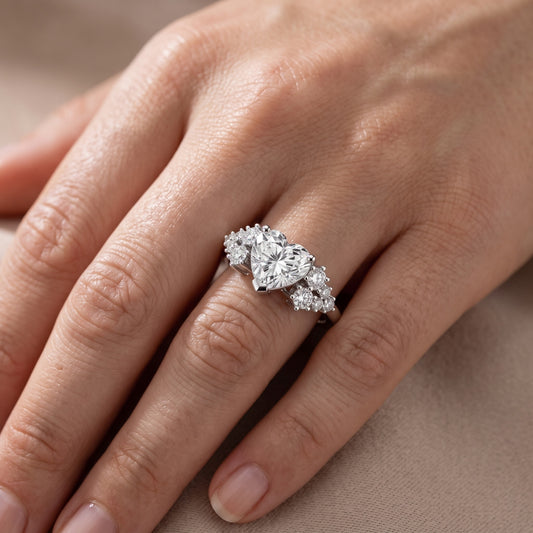 Azalea Cluster Heart Diamond Engagement Ring in Platinum - lifestyle.jpg