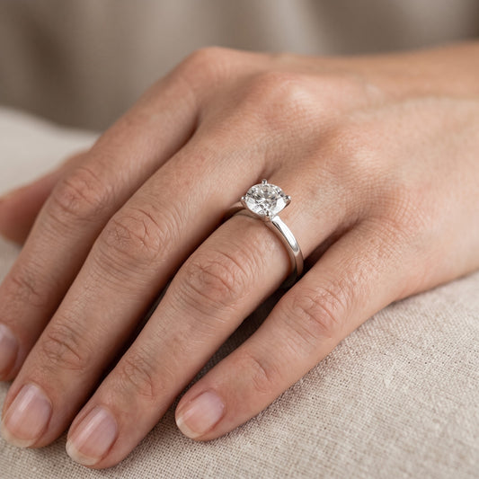 Matilda Cathedral Solitaire Round Diamond Engagement Ring in Platinum - lifestyle.jpg