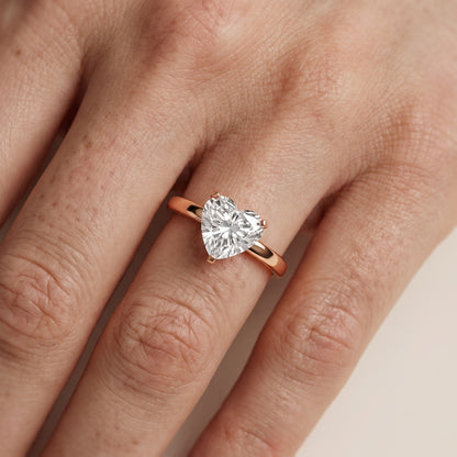 Liana Solitaire Claw Prong Heart Diamond Engagement Ring in Rose Gold - lifestyle.jpg