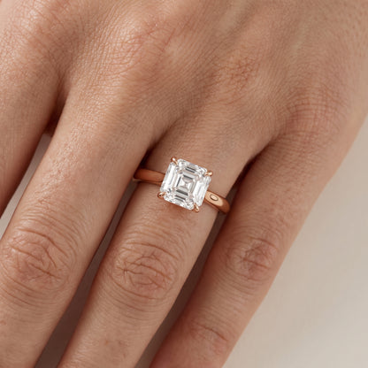 Kalia Knife Edge Solitaire Asscher Diamond Engagement Ring in Rose Gold - lifestyle.jpg