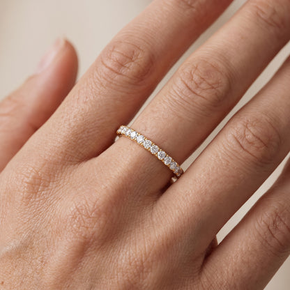 Lavinia French Pavé Round Diamond Half Eternity Band in Yellow Gold - lifestyle.jpg
