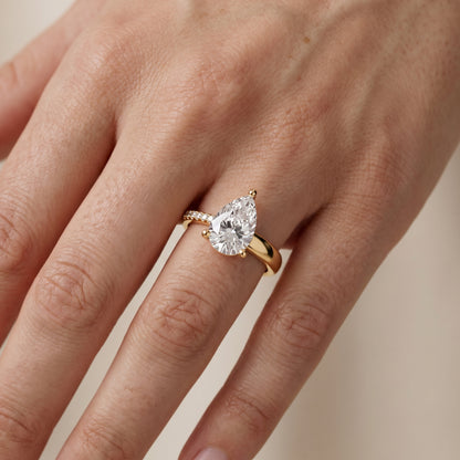 Rosie Solitaire Basket Pear Diamond Engagement Ring in Yellow Gold - lifestyle.jpg