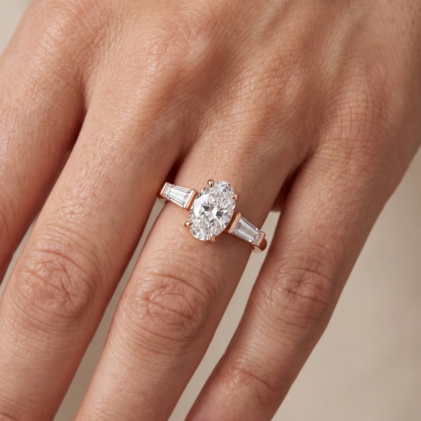 Layla Tapered Baguette Oval Diamond Ring in Rose Gold - lifestyle.jpg
