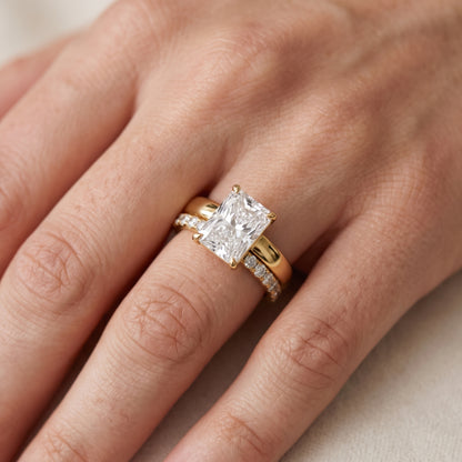 Josephine Split Shank Pavé Radiant Diamond Engagement Ring in Yellow Gold - lifestyle.jpg