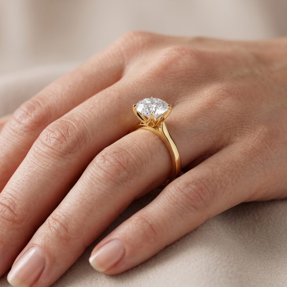Isabella Bloom Solitaire Round Diamond Engagement Ring in Yellow Gold - lifestyle.jpg