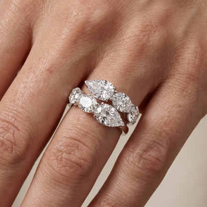 Ines Bypass Pear & Oval Diamond Anniversary Ring in White Gold - lifestyle.jpg