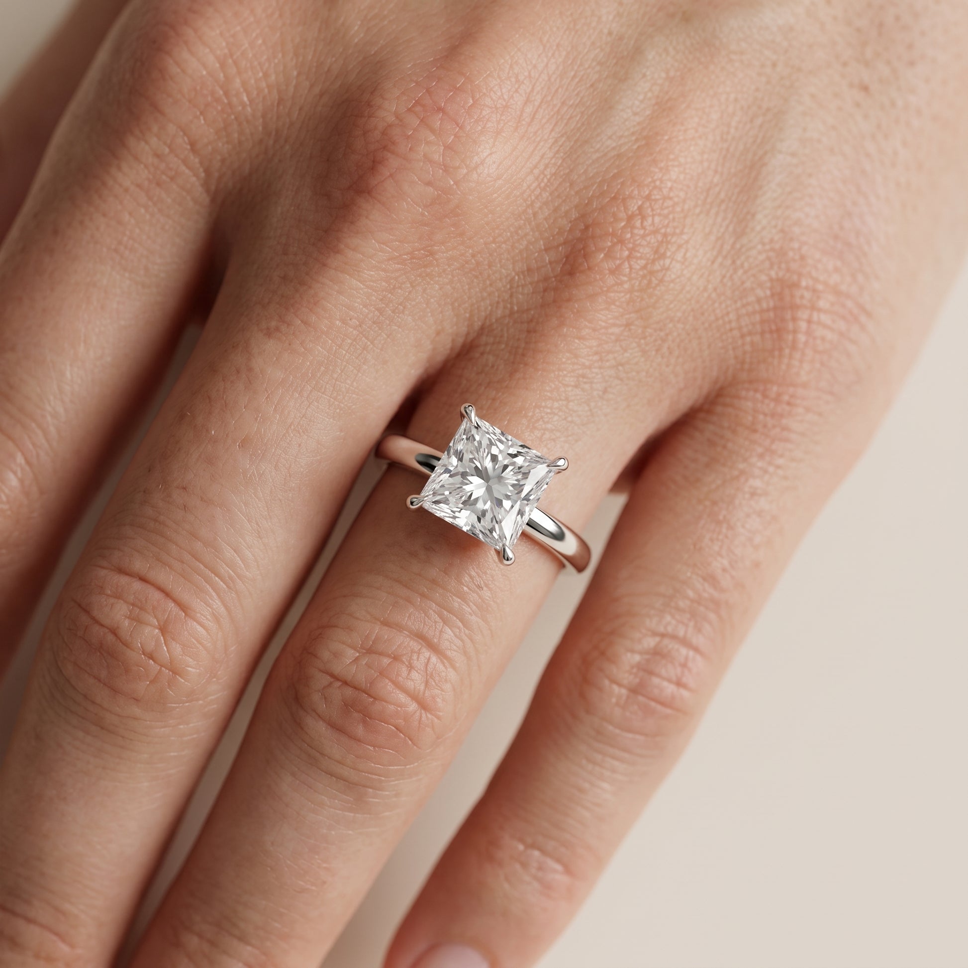 Lyla Petite Solitaire Princess Diamond Engagement Ring in Silver - lifestyle.jpg