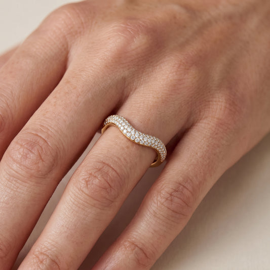 Alicia Curved Micropavé Round Diamond Half Eternity Band in Yellow Gold - lifestyle.jpg