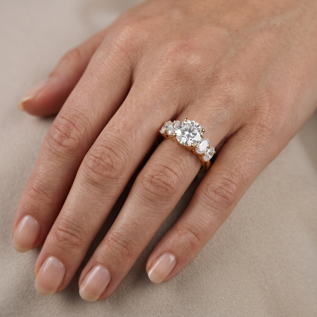 Kathy Graduated Five-Stone Round Diamond Engagement Ring in White Gold - lifestyle.jpg