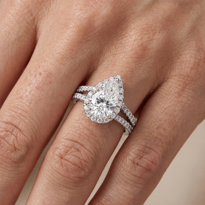Kira Halo Split Shank Pear Diamond Engagement Ring in Platinum - lifestyle.jpg