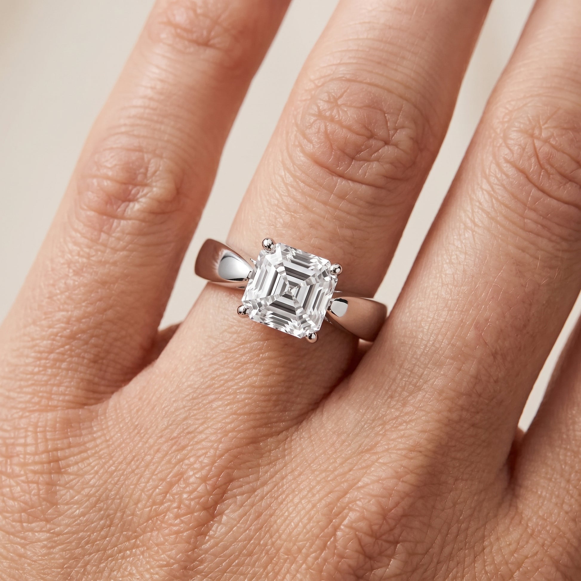 Talia Solitaire Twist Asscher Diamond Engagement Ring in White Gold - lifestyle.jpg
