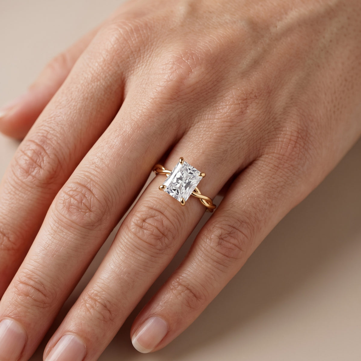 Iris Twist Radiant Diamond Engagement Ring in Yellow Gold - lifestyle.jpg