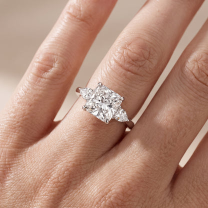 Leila Three-Stone Radiant Diamond Engagement Ring in White Gold - lifestyle.jpg