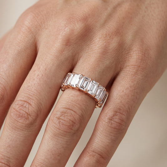 Odessa Shared Prong Emerald Diamond Eternity Band in Rose Gold - lifestyle.jpg