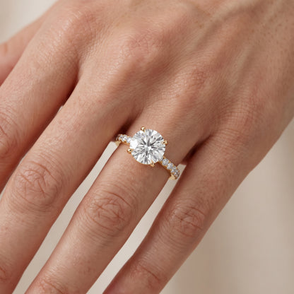Thea Hidden Halo Pavé Round Diamond Engagement Ring in Yellow Gold - lifestyle.jpg
