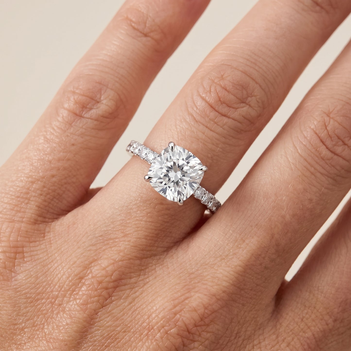 Gia Hidden Halo Pavé Cushion Diamond Ring in White Gold - lifestyle.jpg