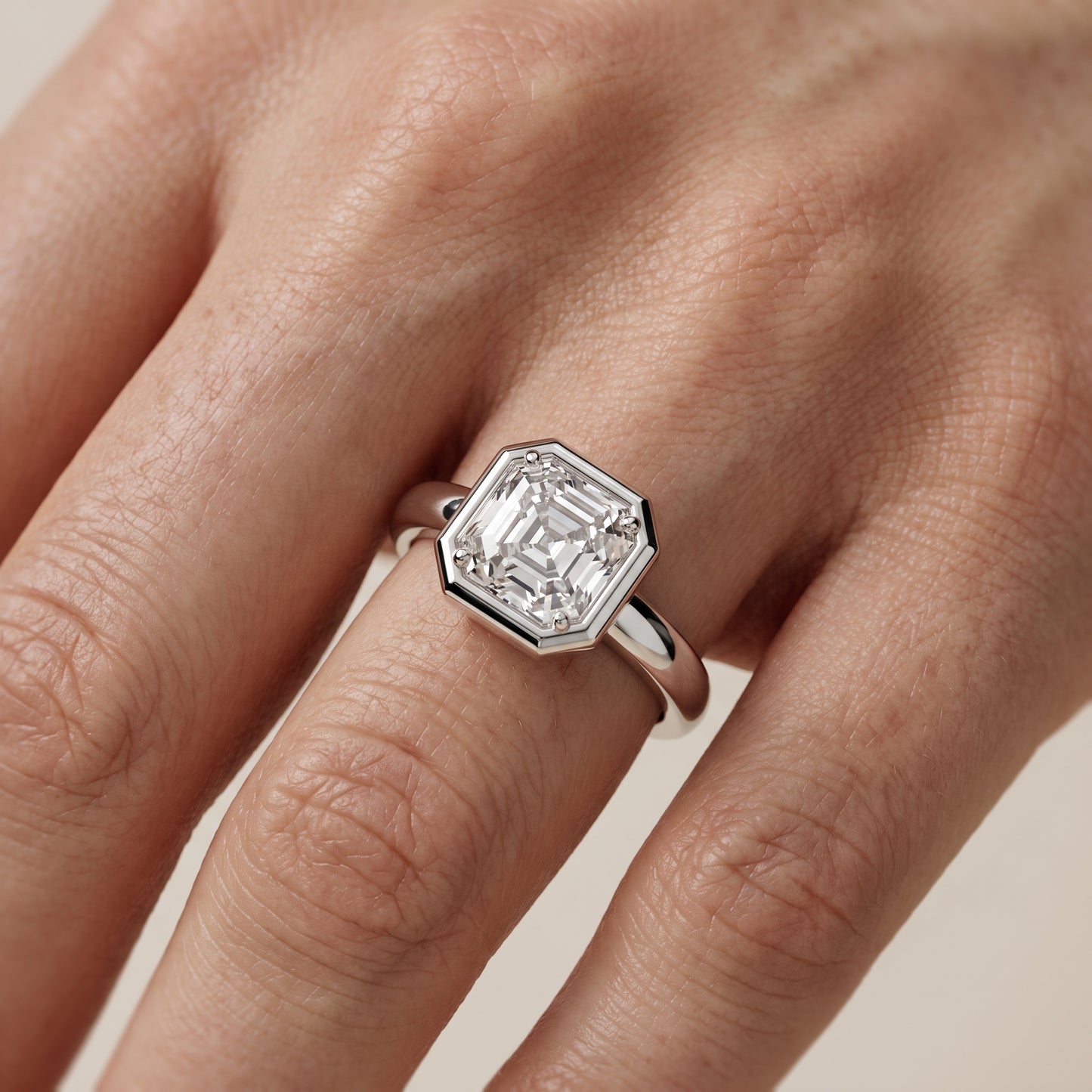 Alina Bezel Solitaire Asscher Diamond Ring in Platinum - lifestyle.jpg