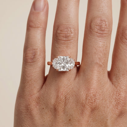 Romy Three-Stone Radiant Diamond Engagement Ring in Rose Gold - lifestyle.jpg