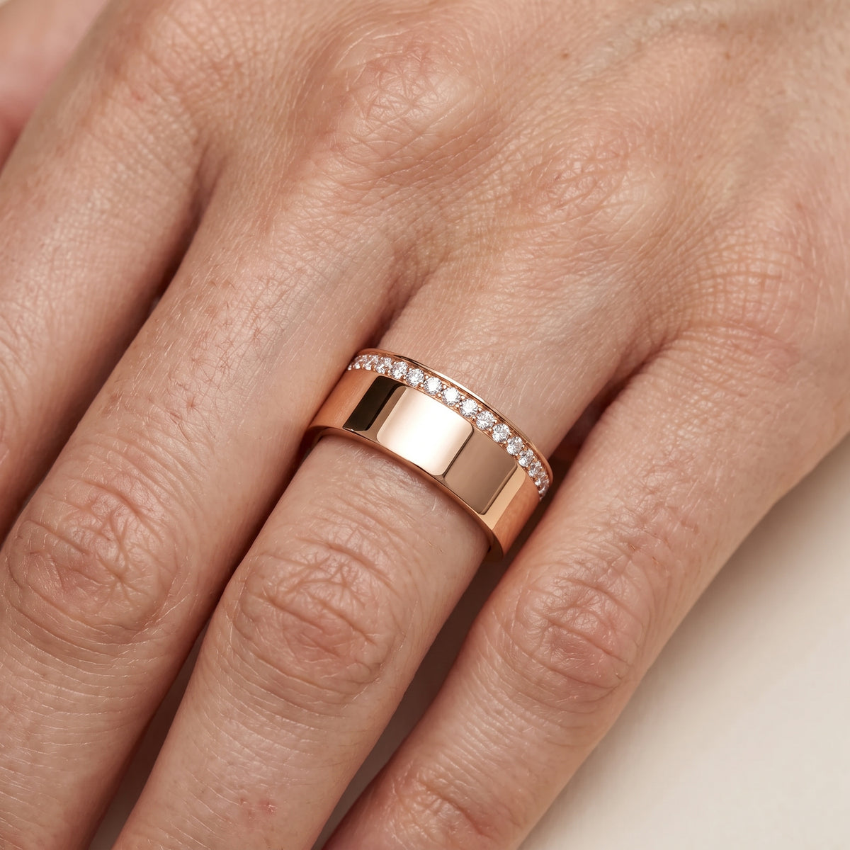 Ophelia Micropavé Round Diamond Eternity Band in Rose Gold - lifestyle.jpg