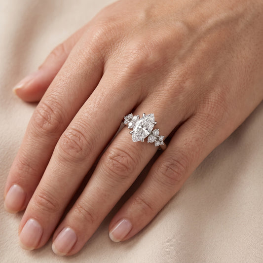 Mirabelle Cluster Marquise Diamond Engagement Ring in Platinum - lifestyle.jpg