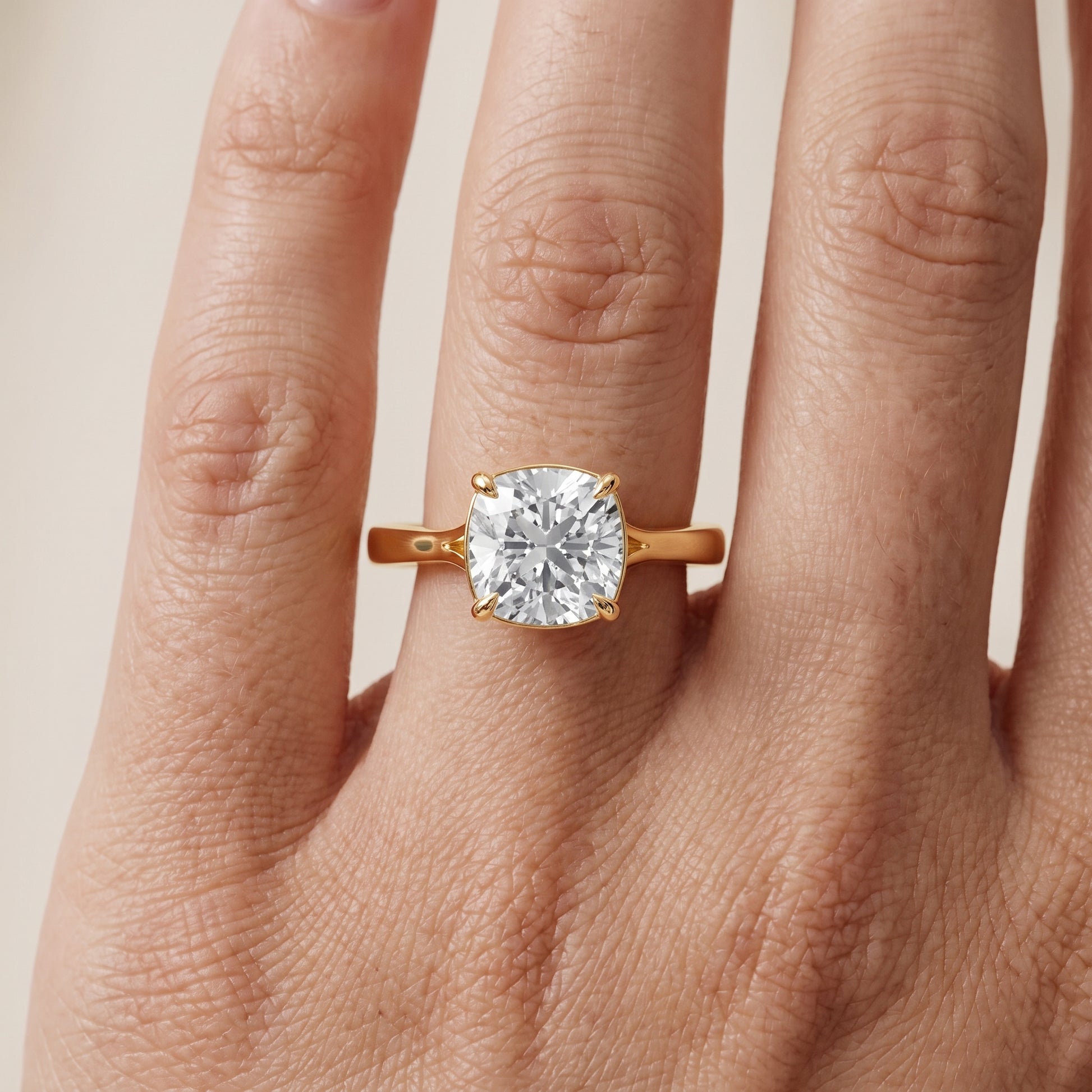 Anais Trellis Solitaire Cushion Diamond Engagement Ring in Yellow Gold - lifestyle.jpg