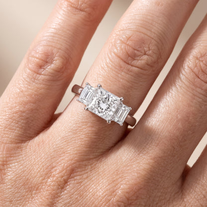 Zoe Three-Stone Princess Diamond Ring in White Gold - lifestyle.jpg