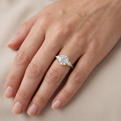 Libby Pear-Side Three-Stone Round Diamond Engagement Ring in Silver - lifestyle.jpg
