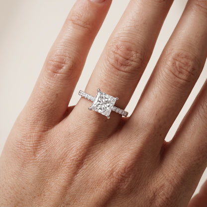 Ione Solitaire Pavé Princess Diamond Engagement Ring in Silver - lifestyle.jpg